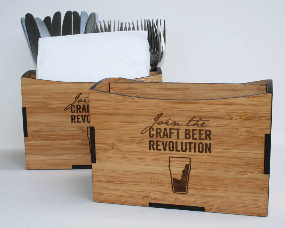 Tabletop Walnut Restaurant Cutlery Caddy