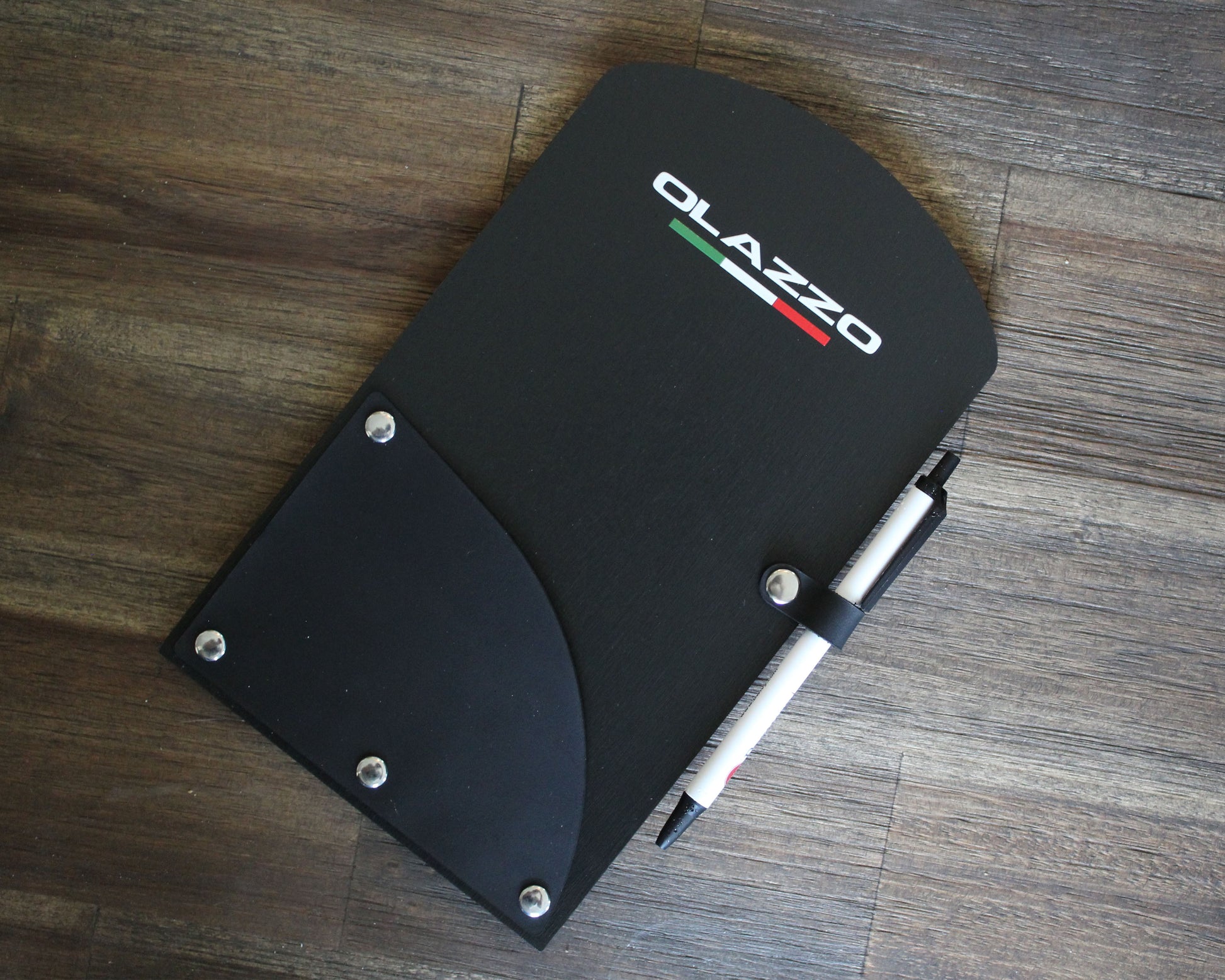 Full Color logo on black birch wood check presenter