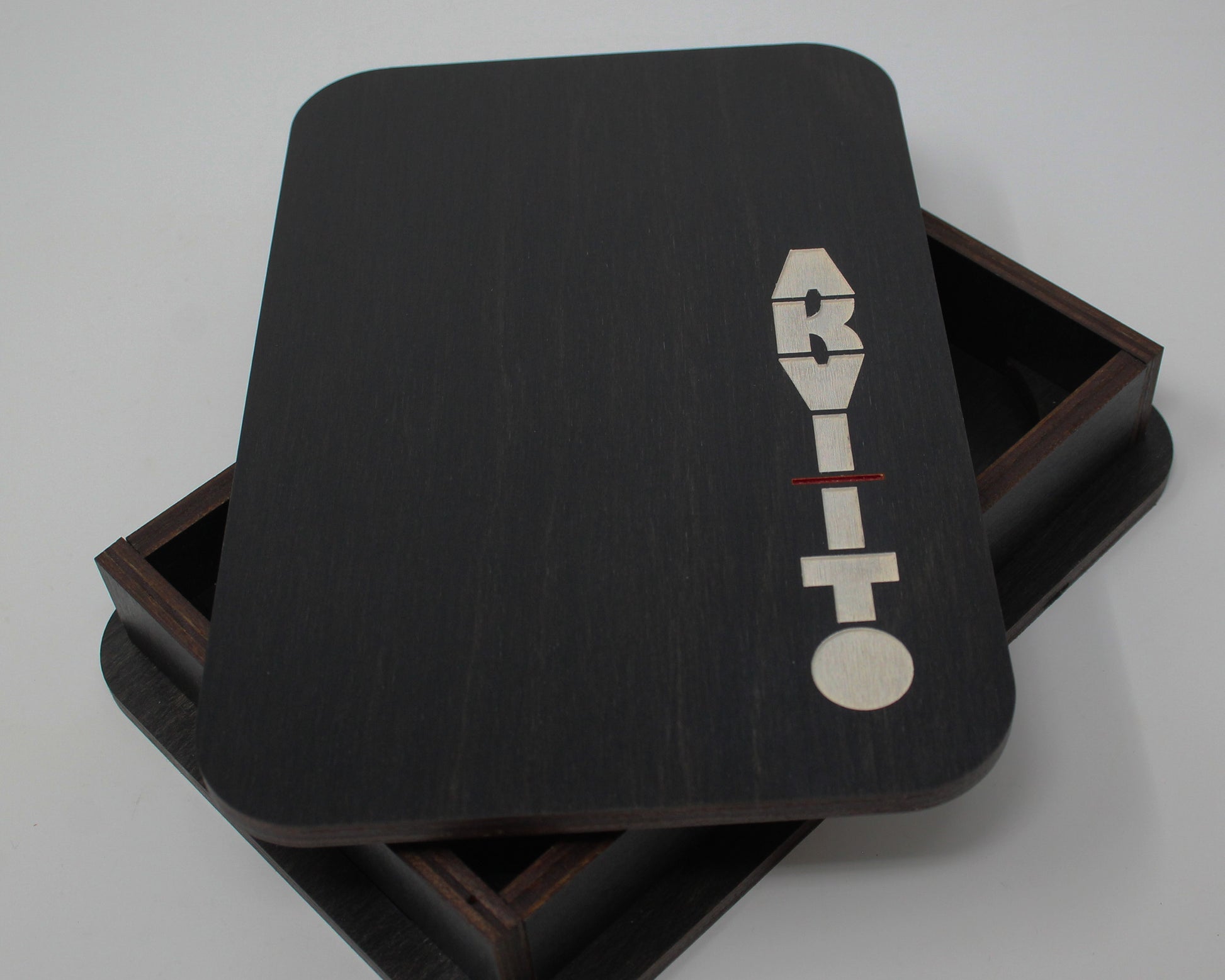 Restaurant bill box with lid in black-stained birch