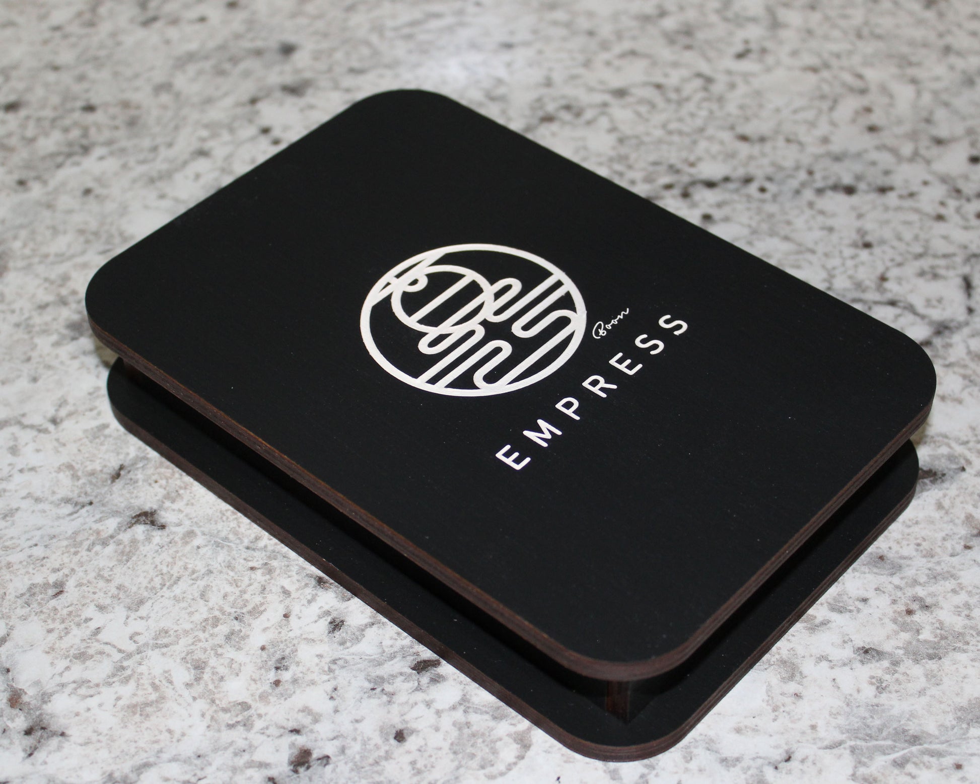 Restaurant bill box with lid in black-stained birch