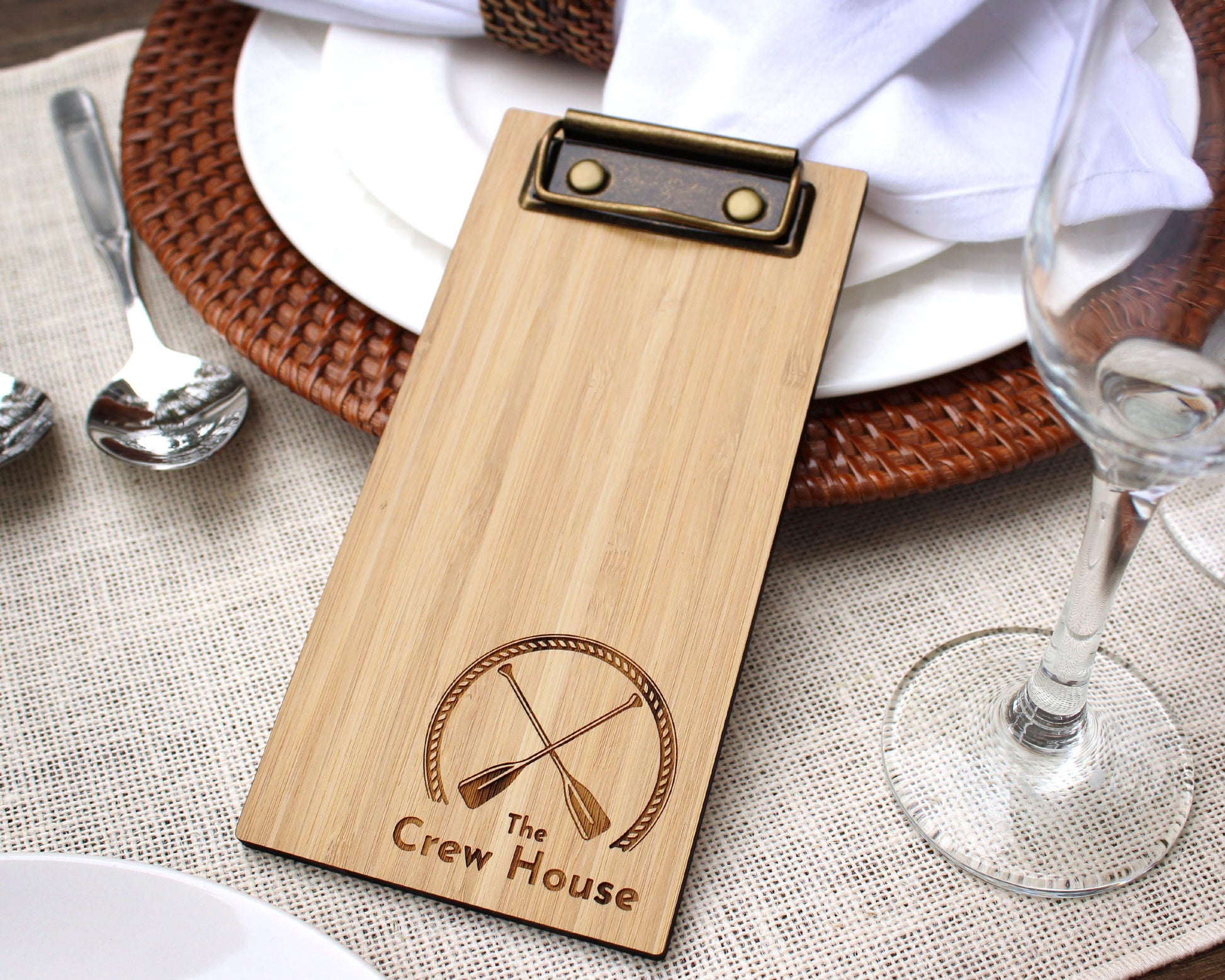 Sustainable wooden bill presenter with custom logo