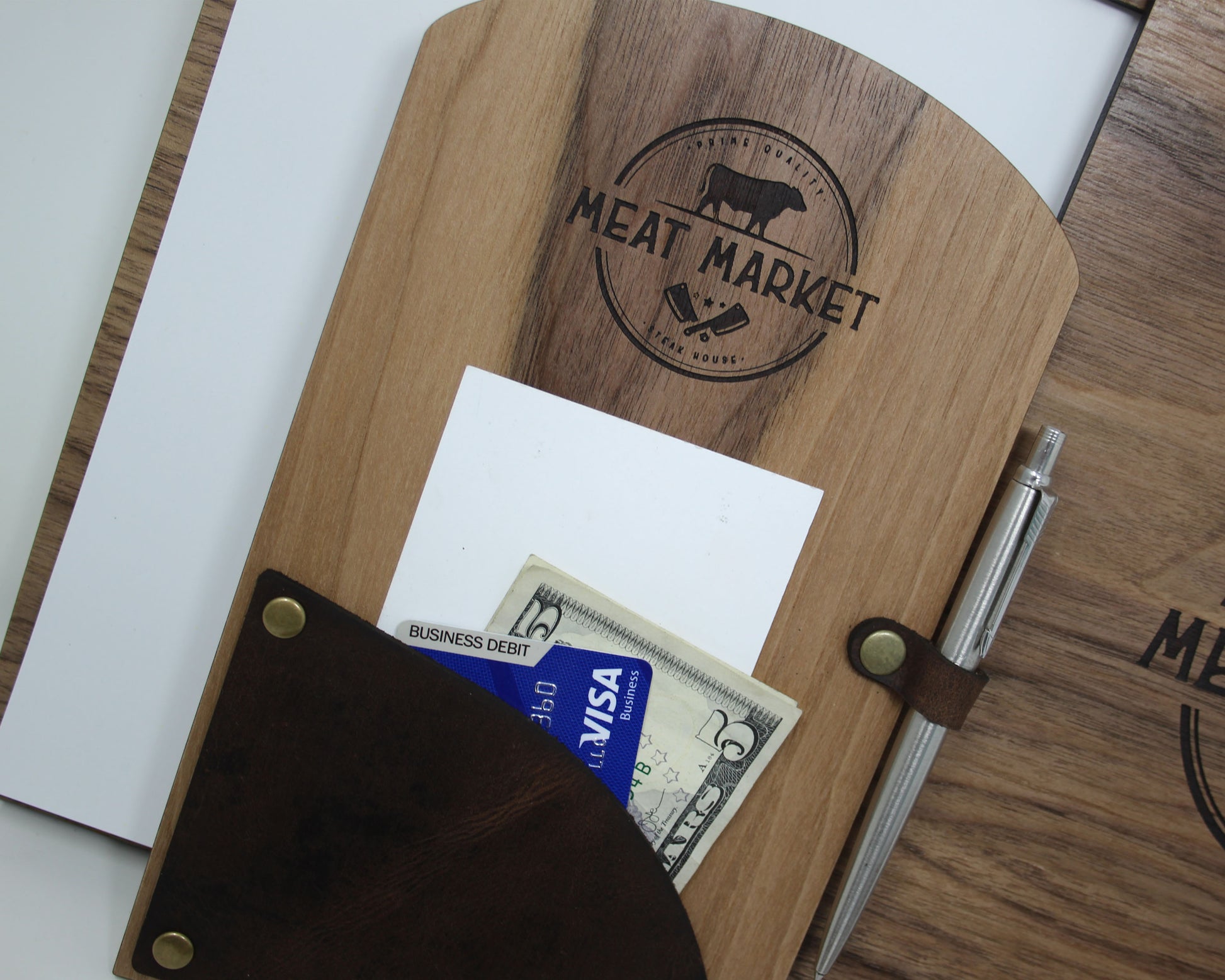 Premium engraved check presenter for restaurants