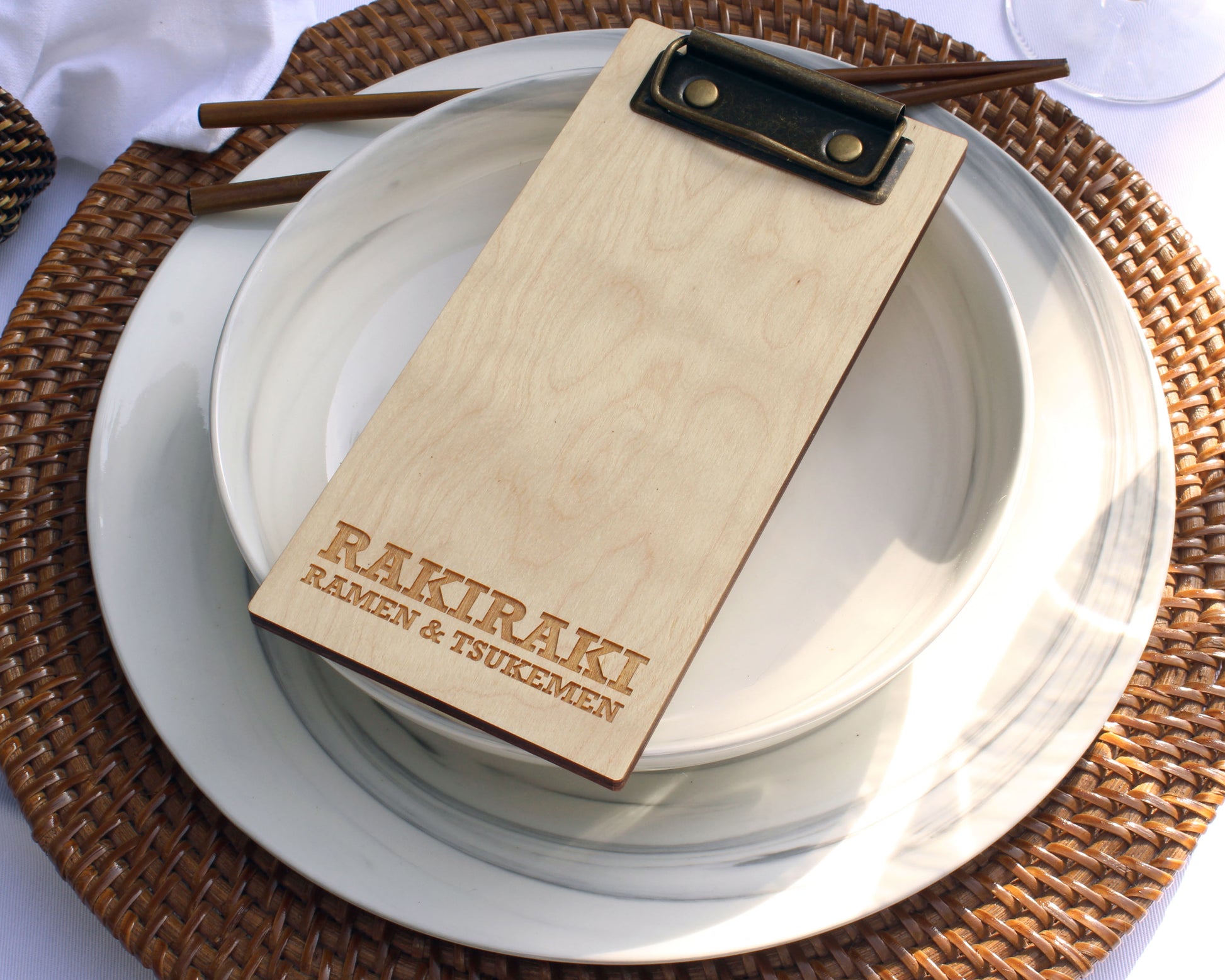 Birch ply check presenter with brass clip