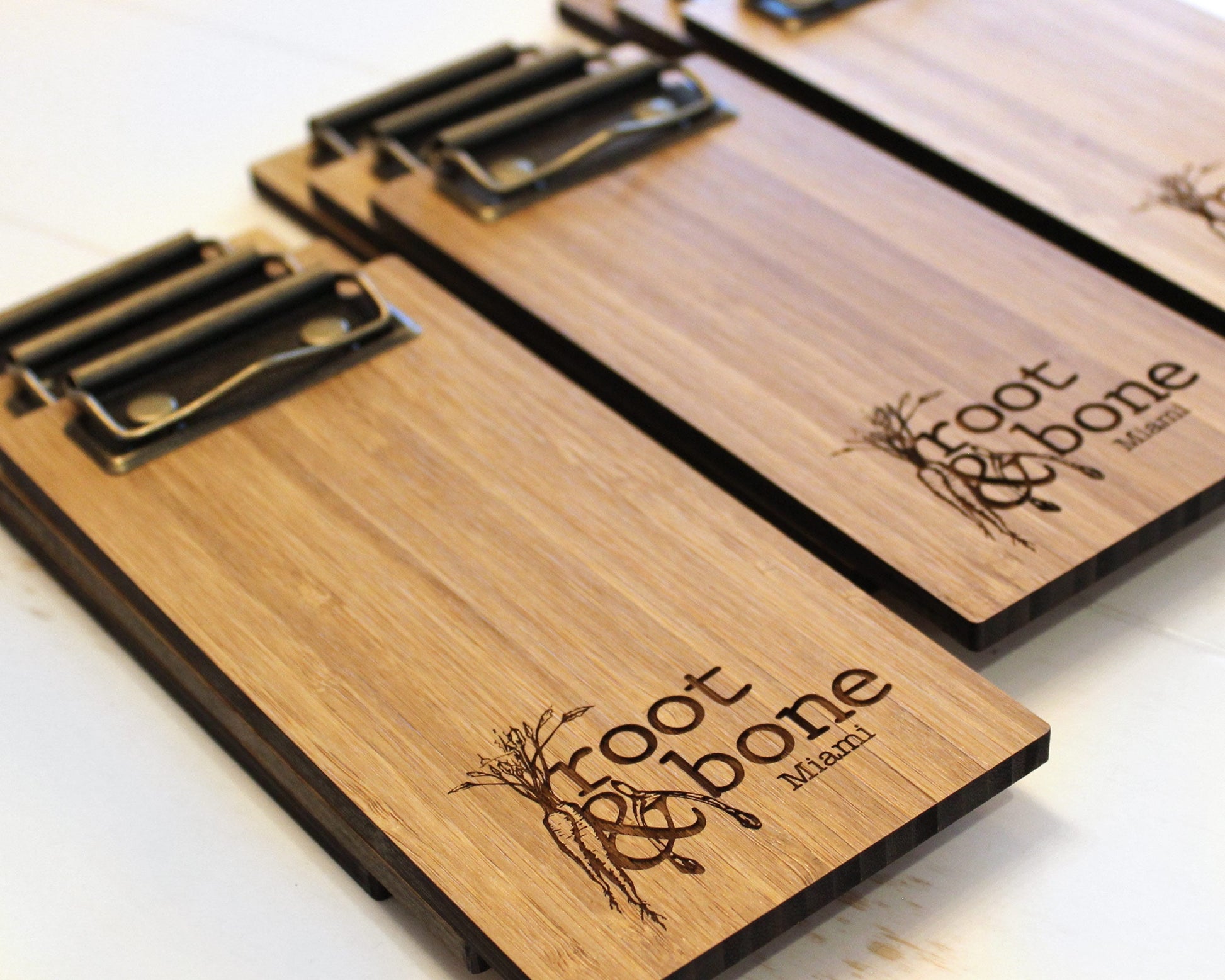 Bamboo clipboard with brass clip for waitstaff