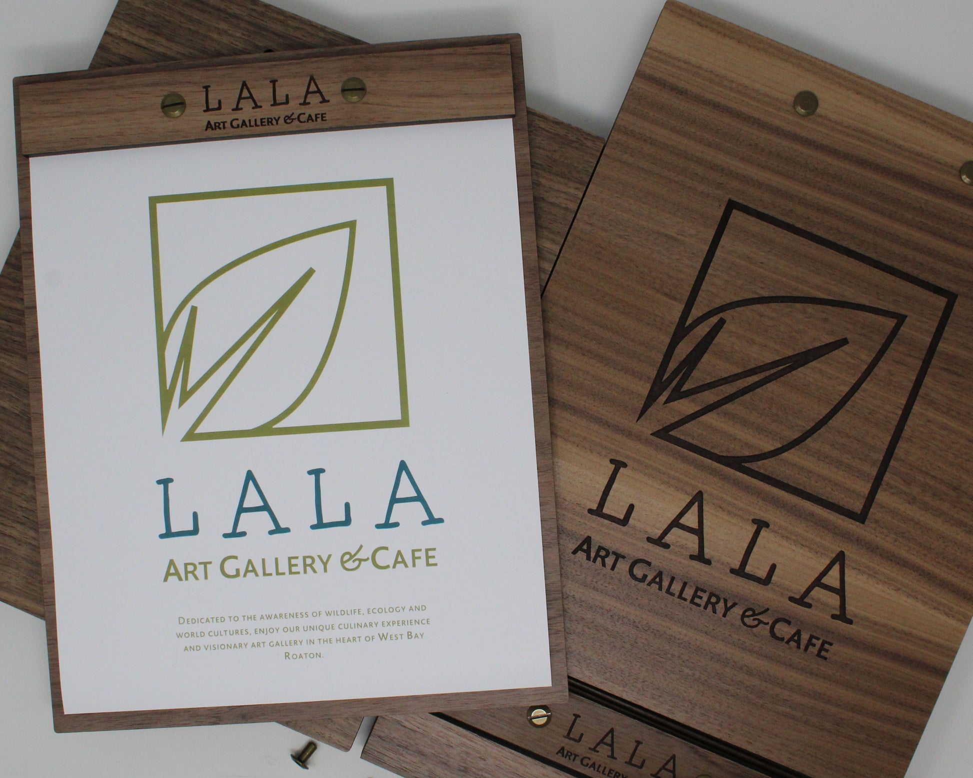Engraved walnut restaurant menu board – letter size