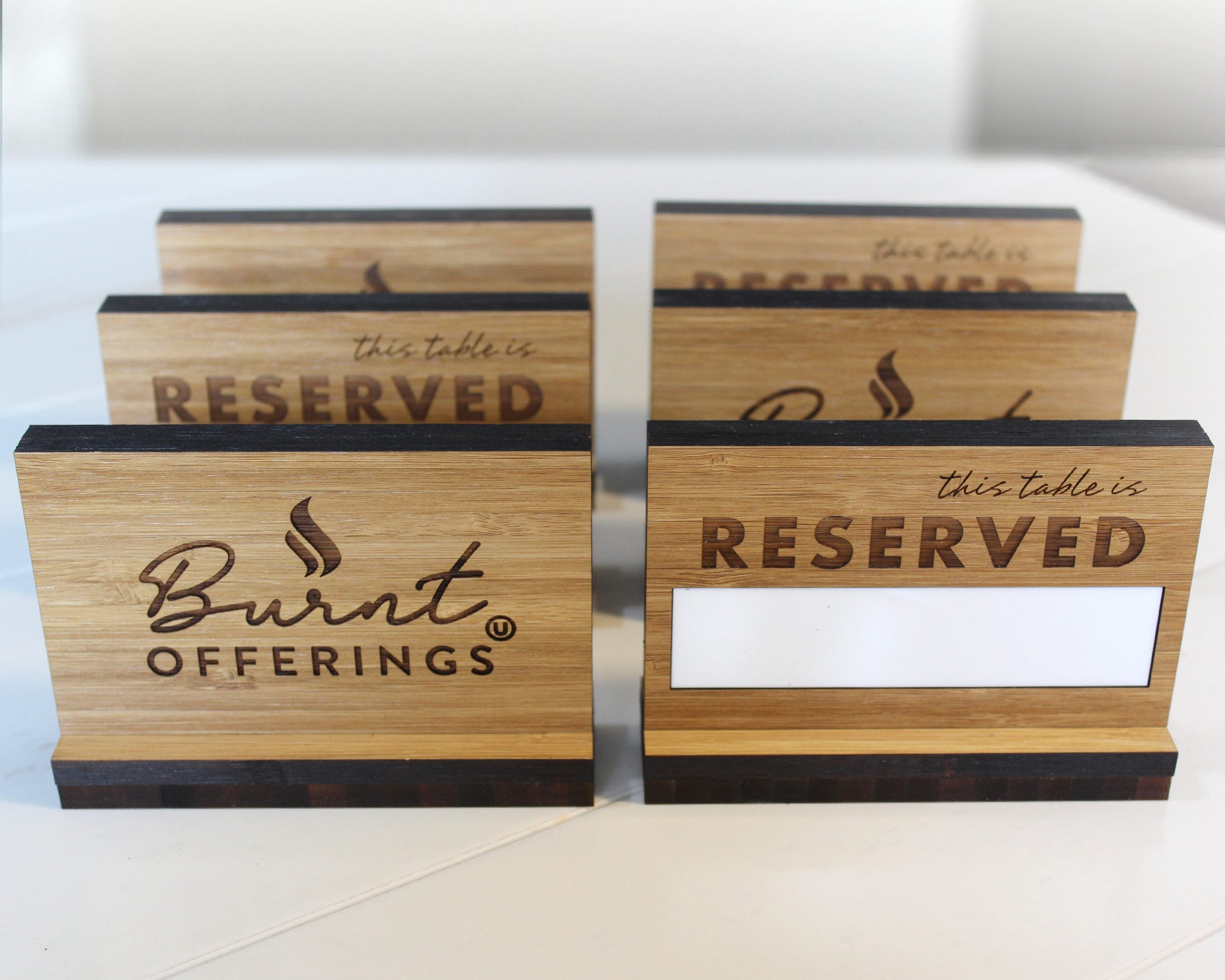 Bamboo dry erase reserved signs with logo