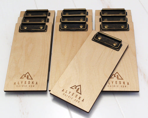 Custom engraved birch plywood bill holder