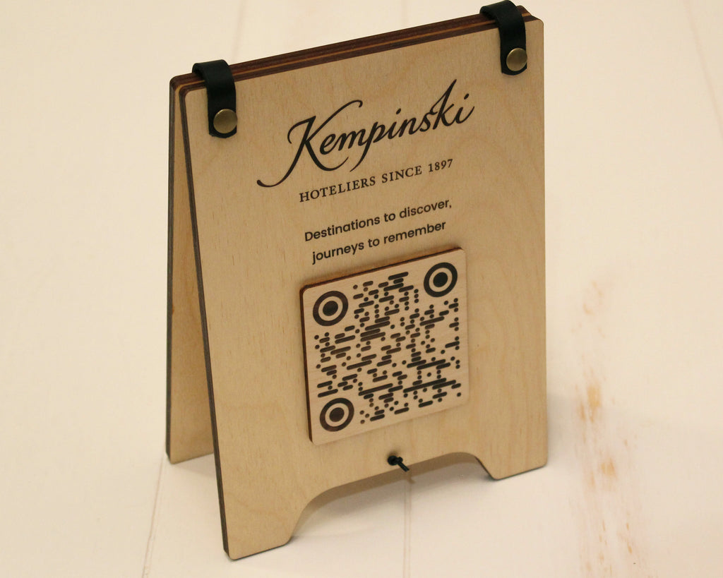 Birch tented style table QR Menu sign