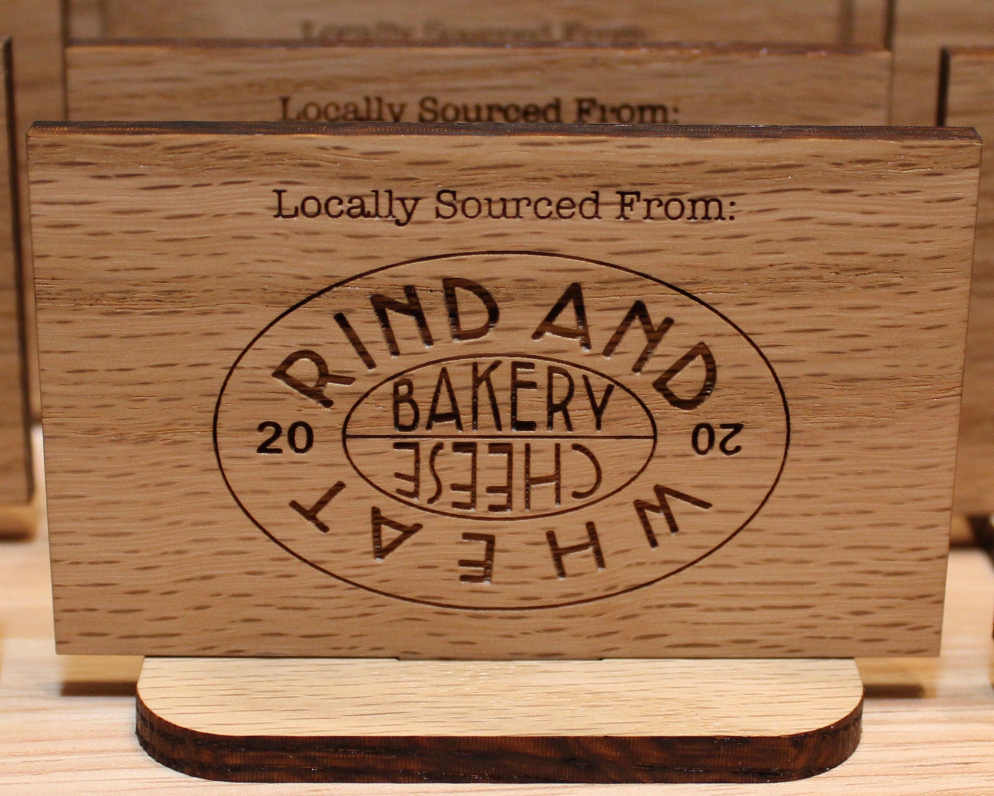 Handcrafted buffet label sign for B&B breakfast table