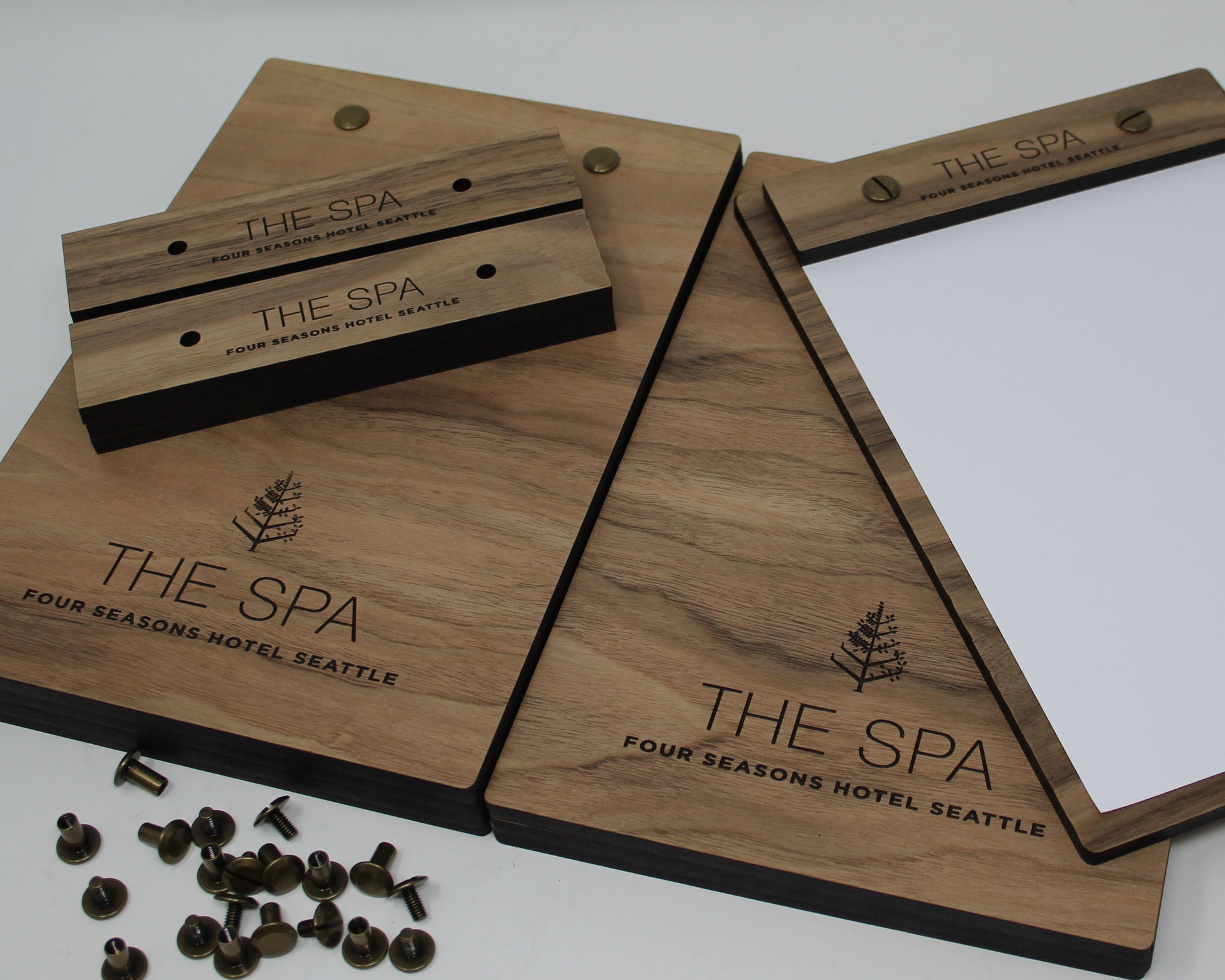 Luxury walnut menu holder for spa 