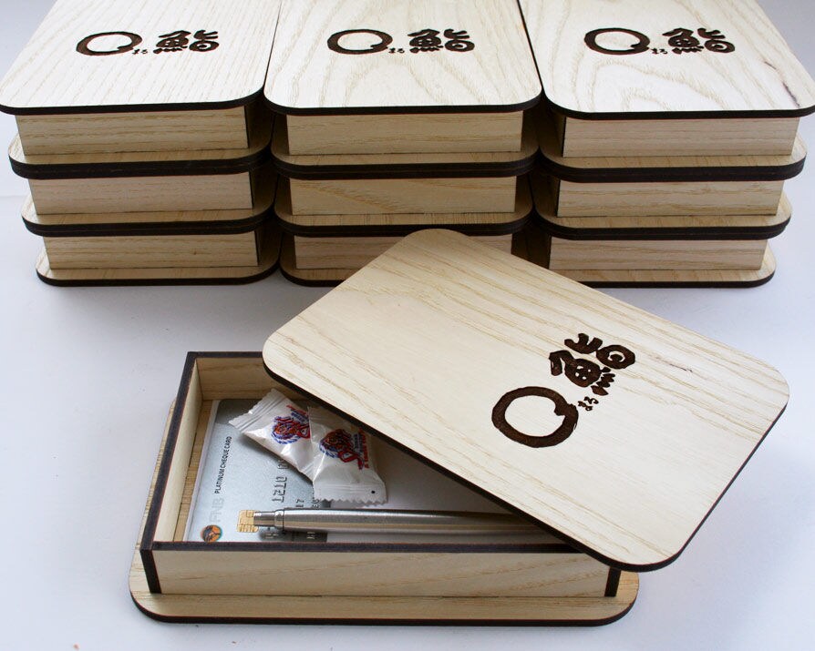 Wood Check Presenter in WHITE ASH, Receipt Tip Box / Tray Customize our unique wood bill box & tip holder with your restaurant or cafe logo.