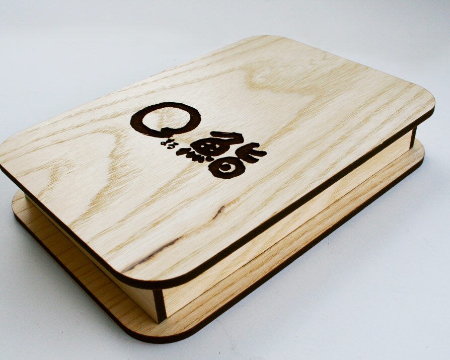 Wood Check Presenter in WHITE ASH, Receipt Tip Box / Tray Customize our unique wood bill box & tip holder with your restaurant or cafe logo.