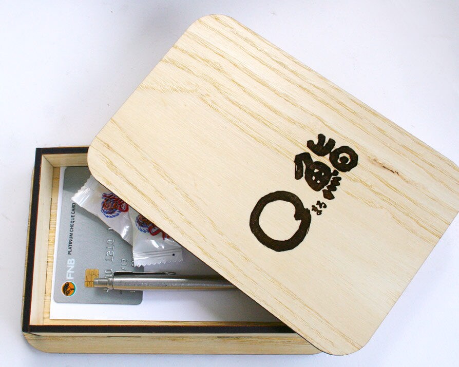 Wood Check Presenter in WHITE ASH, Receipt Tip Box / Tray Customize our unique wood bill box & tip holder with your restaurant or cafe logo.