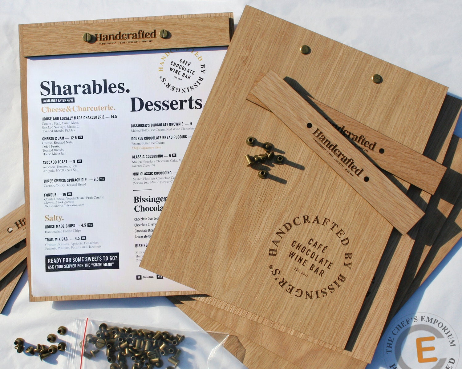 Custom Oak Wood Menu Holder – Laser Engraved or UV Printed Restaurant Menu Board for Letter, A4, or Legal Size paper.