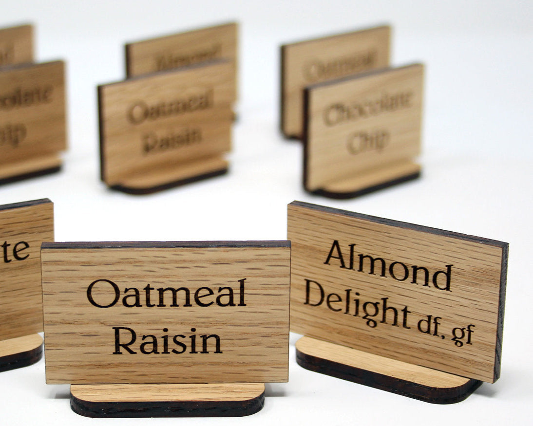 Custom engraved wood buffet sign for wedding or restaurant
