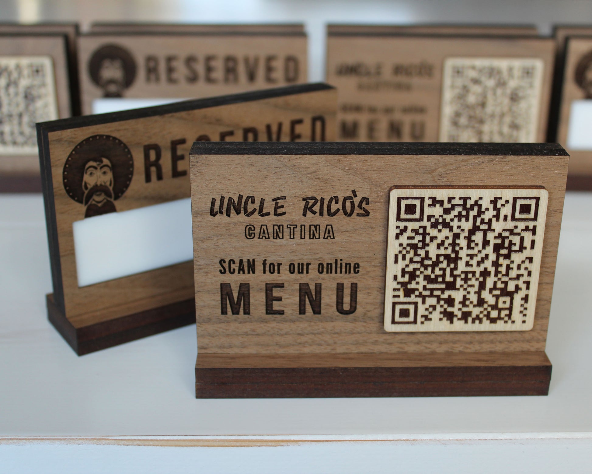 Combined Table Reserved sign with QR Menu Code sign
