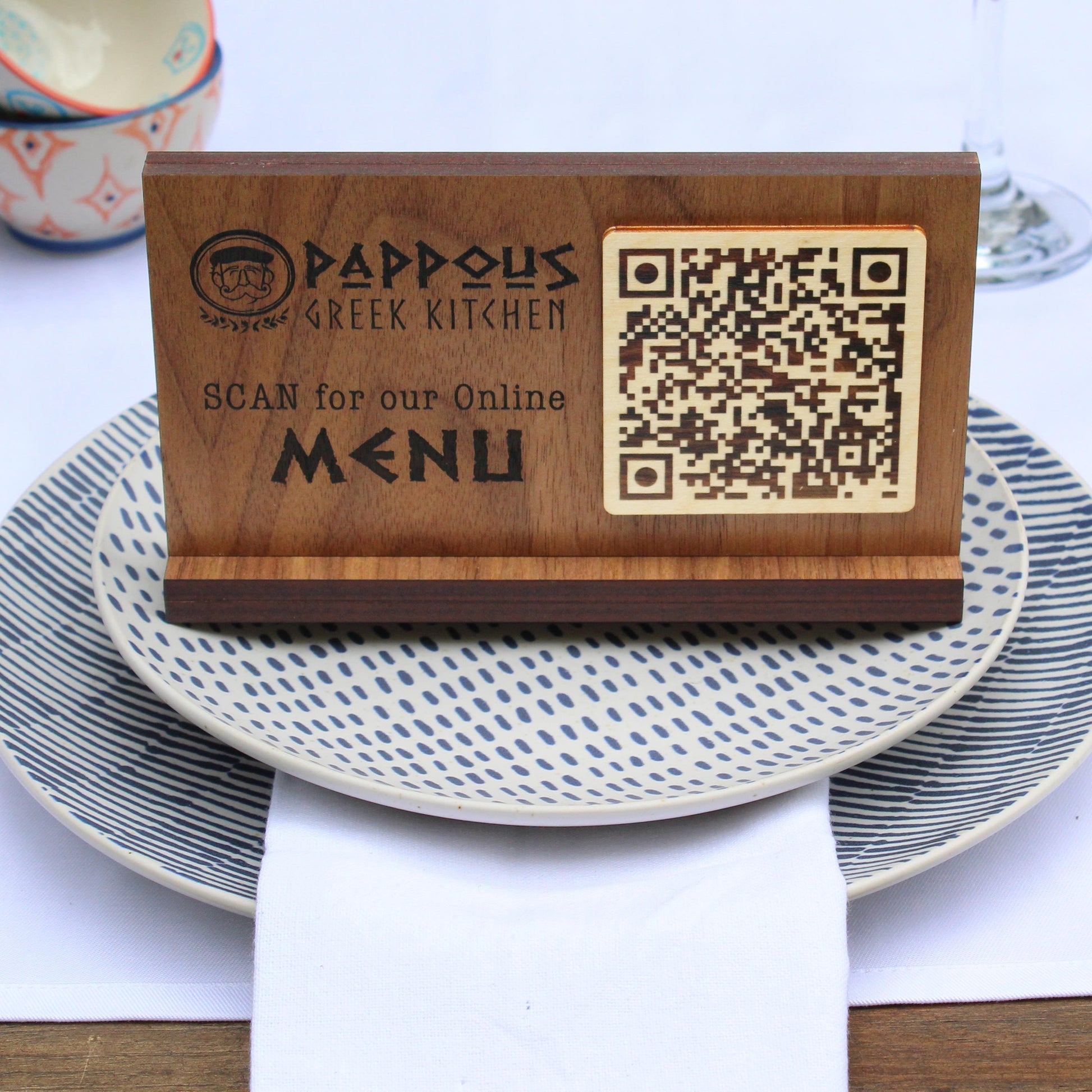 Walnut QR Menu Sign