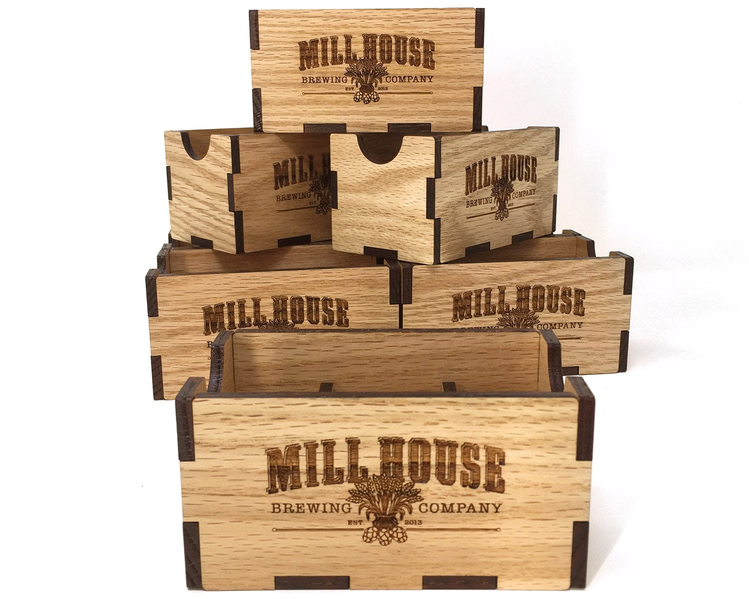 Restaurant tabletop sugar holder made from oak wood