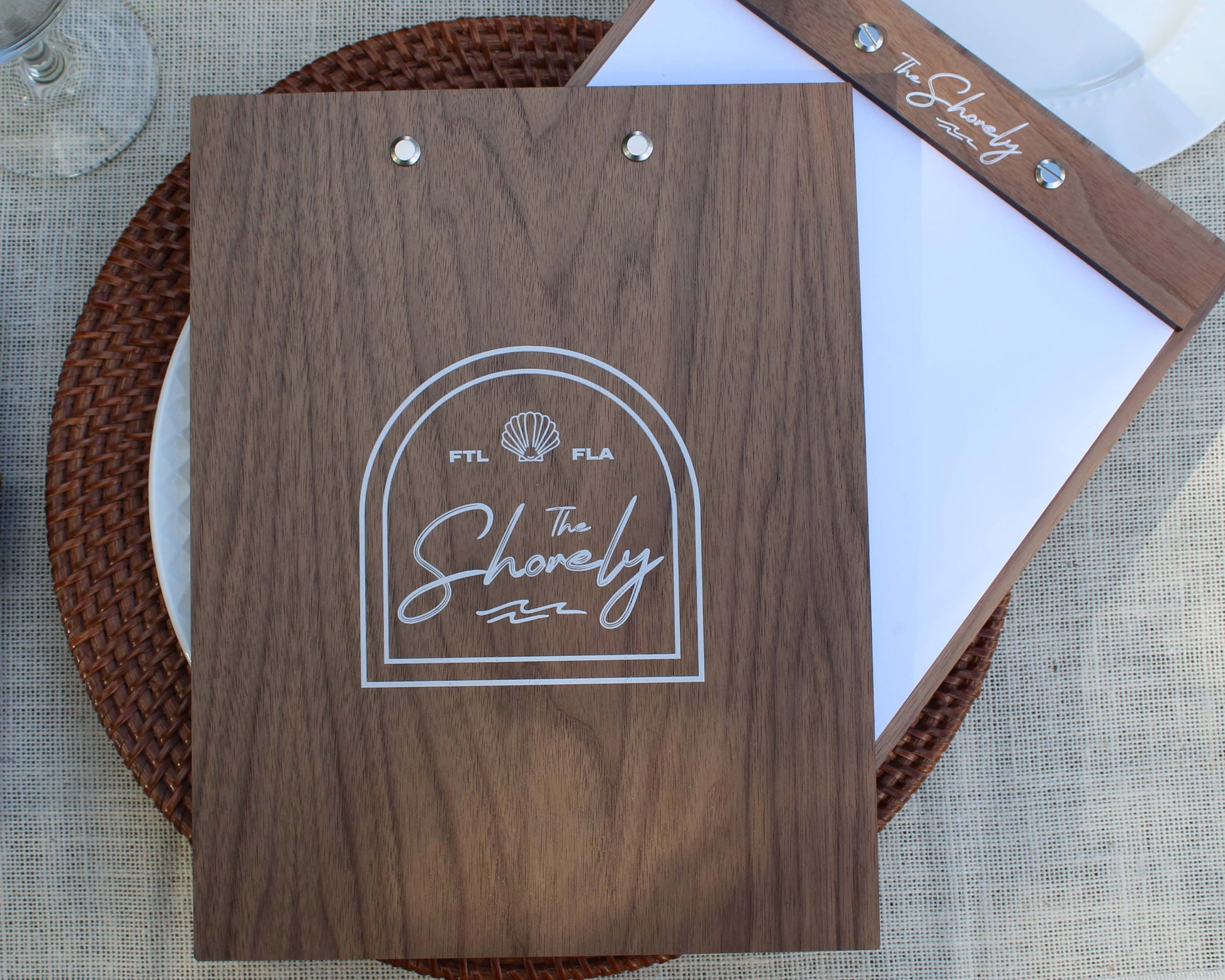 Walnut Menu Board with UV Printed logo