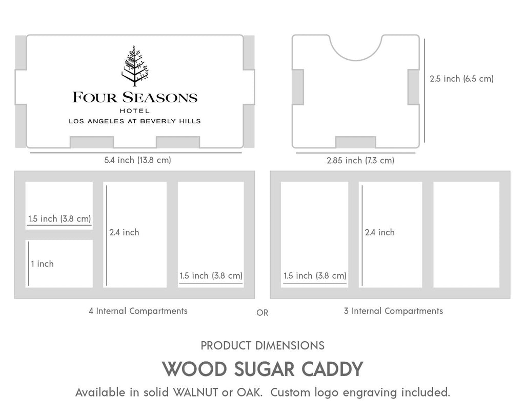Solid Wood Sugar Caddy Product Dimensions