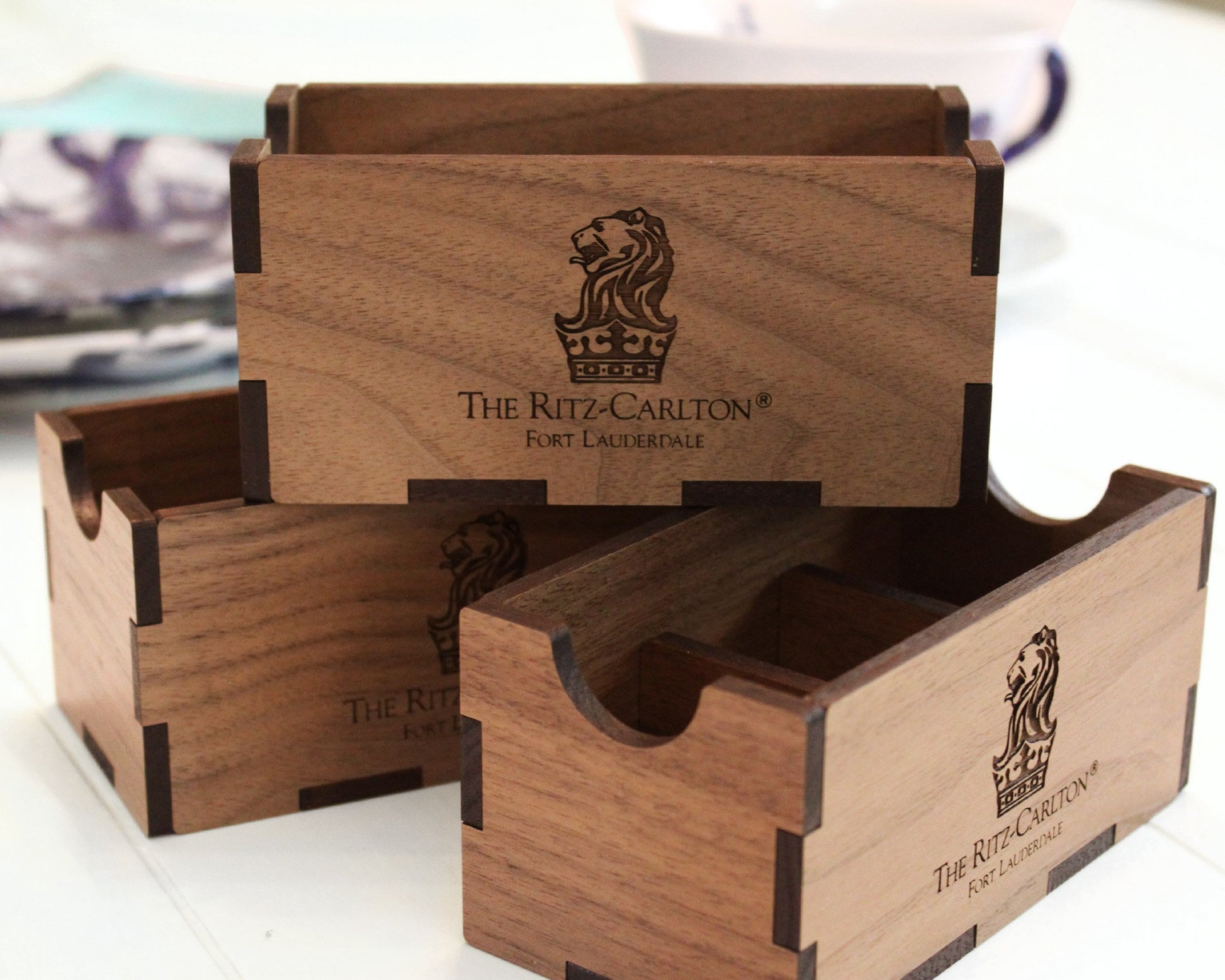 Custom engraved sugar packet holder made from walnut