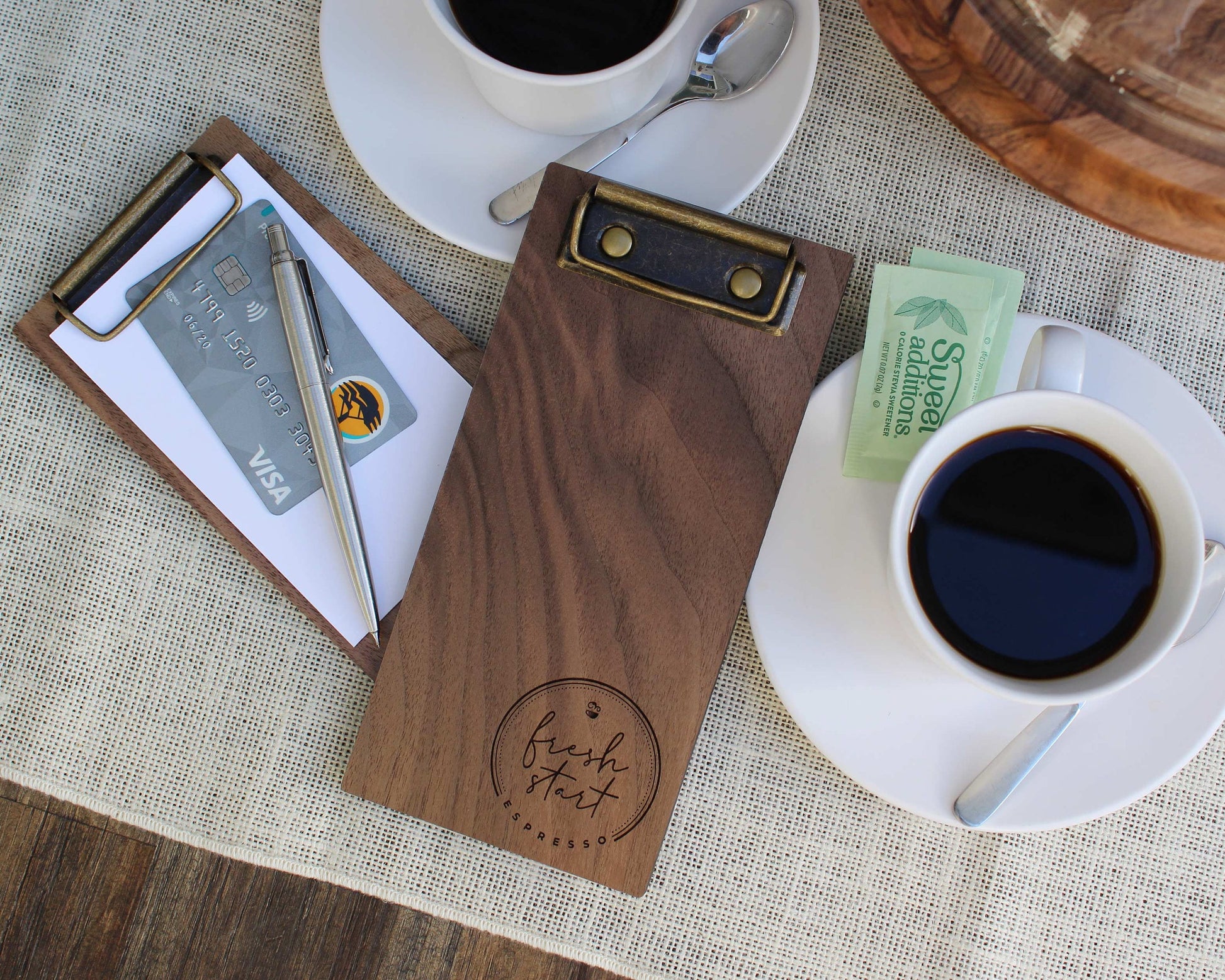 Personalized walnut check presenter mini clipboard