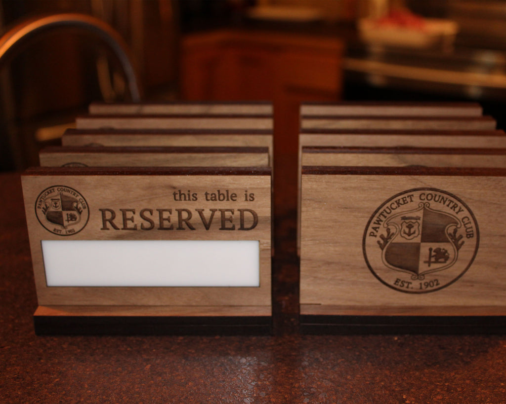 Solid Walnut Table Reserved Sign for Country Clubs