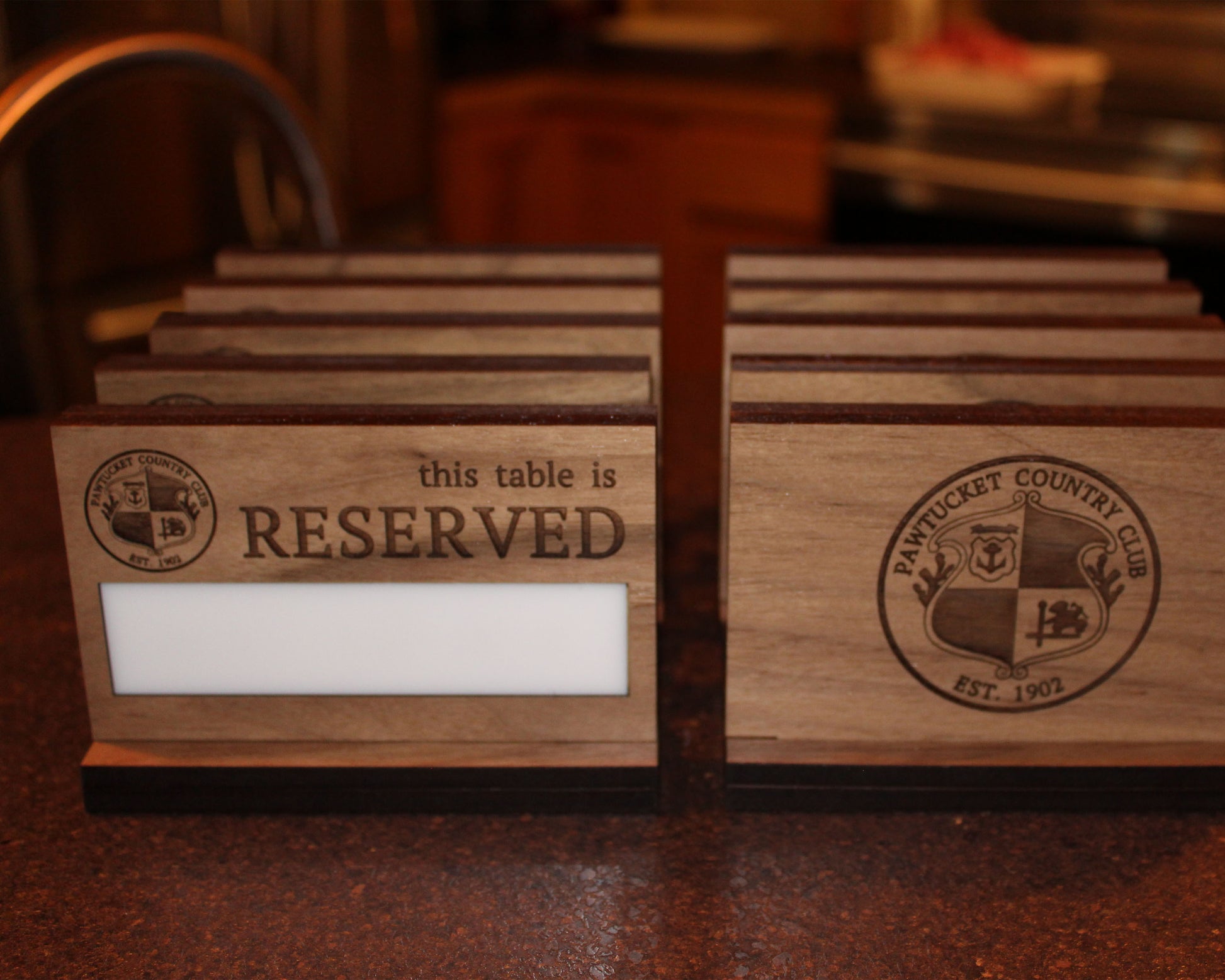Solid Walnut Table Reserved Sign for Country Clubs