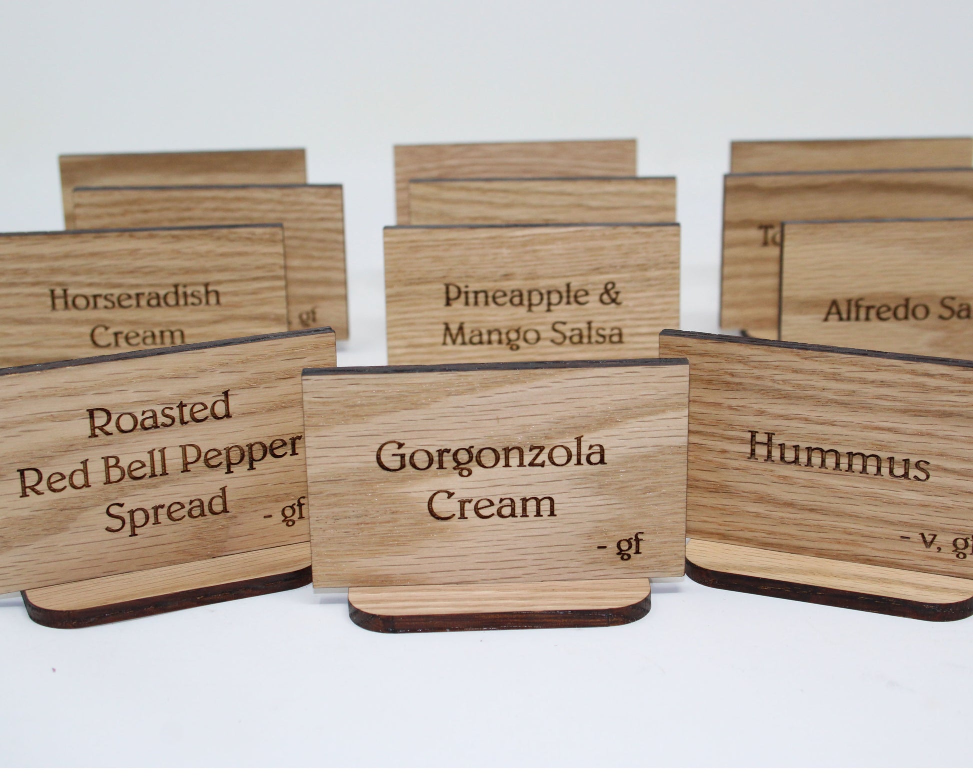 Solid Oak Buffet Table Food Label Signs